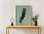 Vintage Bald Eagle in Flight Poster – Green Background Wildlife Wall Art