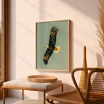 Vintage Bald Eagle in Flight Poster – Green Background Wildlife Wall Art