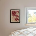 Abstract Burgundy Floral Poster – Vintage Red and Cream Botanical Wall Art