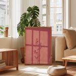 Minimalist Botanical Shadow Poster – Dusty Pink Window Light Wall Art