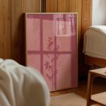 Minimalist Botanical Shadow Poster – Dusty Pink Window Light Wall Art