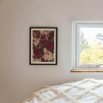 Abstract Burgundy Floral Poster – Vintage Red and Cream Botanical Wall Art