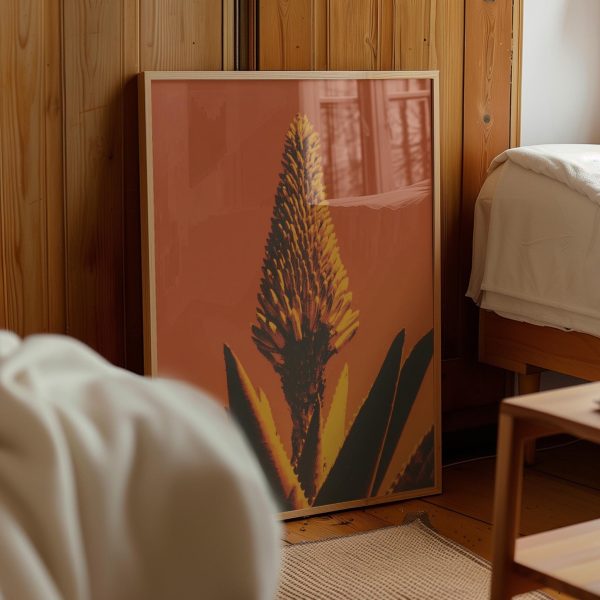 intage Aloe Bloom Poster – Terracotta Botanical Wall Art
