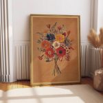 Vintage Floral Bouquet Poster – Warm Beige Botanical Wall Art