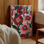 Retro Pink Floral Poster – Bold Botanical Pattern Wall Art