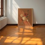 Vintage Wildflower Bouquet Poster – Terracotta Background Botanical Wall Art