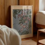 Vintage Cascading Floral Poster – Blue Gray Botanical Wall Art