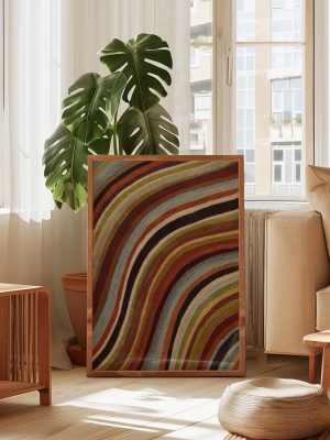 Retro Wavy Stripe Poster – Colorful Abstract Rainbow Wall Art